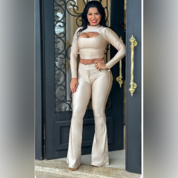 S/M DISCO FLARE PANTS CHAMPAGNE COLOR (🇧🇷Imported) Ref:15 - Picture 5 of 6